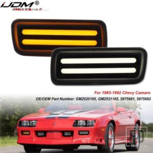 シボレー シーケンシャルフロントウィンカーライトアセンブリ カマロ用 ホワイト LED パーキング/ドライビング アンバー LED ブリンカー