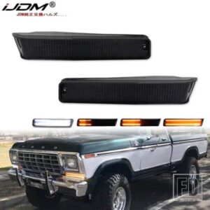 フォード 2個 フロントバンパー シーケンシャル アンバー ウィンカー ライト アセンブリ F-150 トラック 1978-1979 ブロンコ ホワイト LED DRL