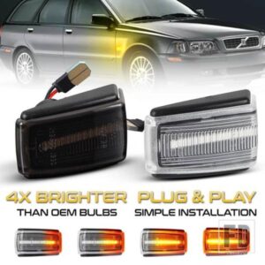 ボルボ 2個 ダイナミックLEDサイドマーカーウィンカーウィンカーライトV40 V70 S40 850 240 740 C70 940 S70 S90 960 OEM 9178885 9190169用