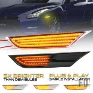 日産 GT-R用 LEDダイナミックサイドマーカーライト R35 クーペ 07-21 ウィンカー ウインカー インジケーターランプ カーアクセサリー 2個