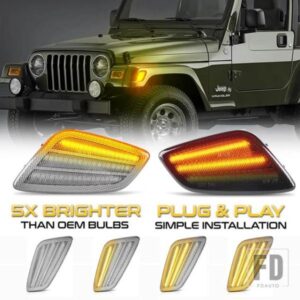ジープ 2個入り フルアンバー LED フロントバンパー サイドマーカーライト ウィンカー ウィンカーランプ ラングラー TJ カーアクセサリー 1997