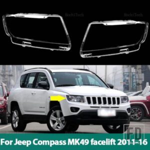 ジープ フロントヘッドライトカバーレンズ クリアガラスヘッドランプ ランプシェード ランプシェル コンパス MK49 フェイスリフト 2011-14用