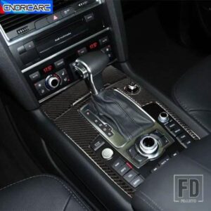 アウディ コンソールギアシフトパネルフレーム装飾トリムステッカー Q7 4I 2008-2015 RHD カーボンインテリアアクセサリーデカール