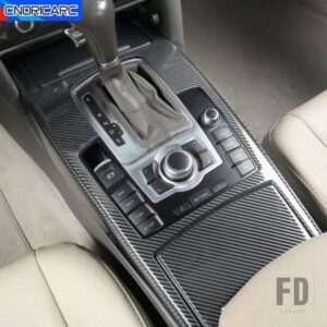 アウディ 車 A6 C6 2005-2011 コンソールギアシフトパネル装飾カバーステッカートリムカーボンパターンステンレスデカール