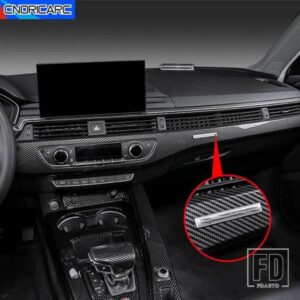 アウディ コンソールダッシュボードパネルヘッドライトスイッチトリムフレームカバー装飾カーボンパターン A4 B9 2017-2021 LHD カーアクセサリ