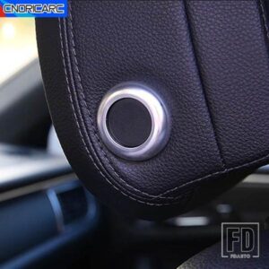 ポルシェ カーアクセサリーシートヘッドレスト調整ボタンループサークルフレーム装飾ステッカーリングカバートリムマカン 2014-21