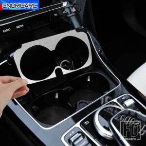メルセデスベンツ カーコンソール水カップホルダーフレーム装飾カバートリムインテリアステッカー C Eクラス W205 W213 GLC X253 2016-18