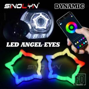 ペンタグラム RGB LED エンジェルアイズダイナミックスタティックウィンカーライトヘッドライトハローリング BLUETOOTH 互換 APP コントロール