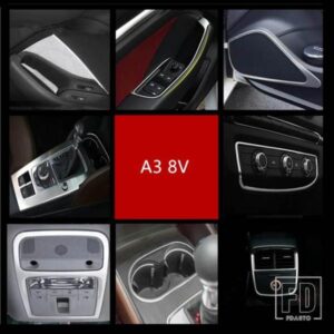 アウディ ステンレスセンター CONSOEL ギアシフトカバートリム A3 8V 2013-2018 ドアオーディオスピーカーフレーム装飾デカール