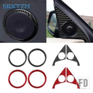 BMW カーボンドアスピーカースピーカー装飾サークルトリムカバーステッカー 6シリーズ E63 E64 2004 - 2010