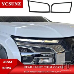 三菱 マットブラックヘッドライトトリムカバー L200 トライトン 2023 2024 ピックアップトラックアクセサリー YCSUNZ
