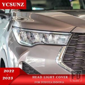 トヨタ ABS ヘッドライトトリムカバー INNOVA ZENIX 2022 2023 2024 マットブラックフロントランプフードカーアクセサリー YCSUNZ