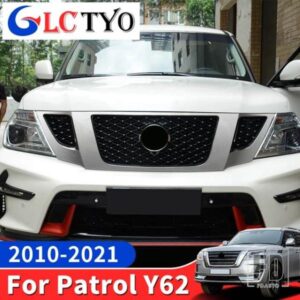日産 パトロールフロントバンパーミディアムネットワーク Y62 アップグレード高構成ニスモグリルスクリーンフレームアクセサリー