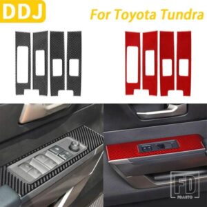 トヨタ タンドラ セコイア 2022-2024 カーアクセサリーカーボンウィンドウリフトスイッチコントロールパネルカバートリム装飾ステッカー