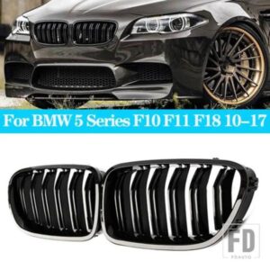 BMW フロントキドニーダブルスラットグリルグリル 5シリーズ F10 F11 F18 520D 530D 540I 2010-2017 デュアルラインレーシンググリル