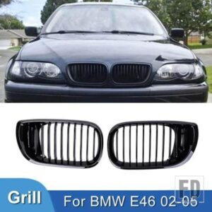 BMW フロントキドニーグリルグロスブラックシングルスラットフードグリルレーシンググリル 3シリーズ E46 4 ドア 2002-2005 交換