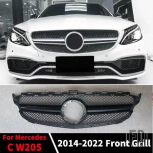メルセデスベンツ フロントインレットグリルレーシングフードグリル C W205 C205 S205 2014-2022 C43 AMG スタイルメッシュ交換フェイスリフト