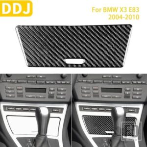 BMW X3 E83 38261 カーアクセサリーカーボンインテリアギア収納ボックストリムステッカー