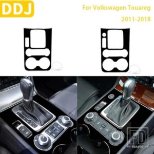 VW トゥアレグ 2011-2018 カーアクセサリーピアノブラックプラスチックインテリア中央制御ギアパネルトリムステッカー
