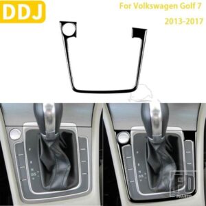 VW ゴルフ 7 2013-2017 カーアクセサリーピアノブラックプラスチックインテリアギアパネルフレームトリムステッカー