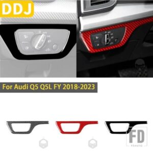 アウディ Q5 Q5L 年度 2018-23 アクセサリーカーボンインテリアオートヘッドライトスイッチパネルトリムステッカー