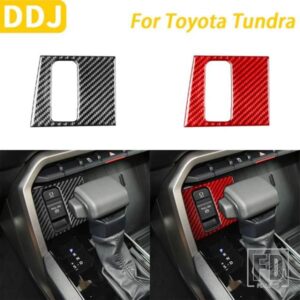 トヨタ タンドラセコイア 2022-2024 カーアクセサリーカーボンセンターコンソールハンドブレーキパネルトリムカバー装飾ステッカー