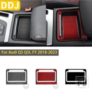 アウディ Q5 Q5L 年度 2018-2023 アクセサリーカーボンインテリア中央制御収納パネル CUPHOLD トリムステッカー装飾