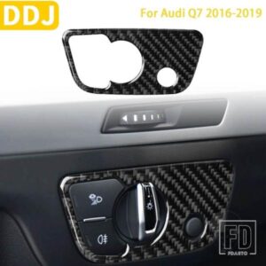 アウディ Q7 2016-19 アクセサリーカーボン車内ヘッドライトスイッチパネルトリムステッカー装飾