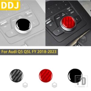 アウディ Q5 Q5L 年度 2018 以降アクセサリーカーボンインテリア自動マルチメディアノブトリムステッカー装飾