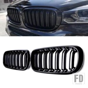BMW X5 X6 F15 F16 フロントグリルバンパーグリルキドニーレーシンググリルダブルスラットグリルグロスブラック 2014-2018 ABS グリル