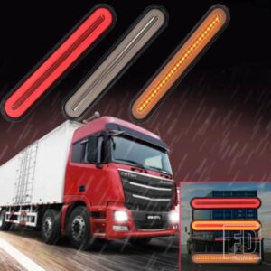 2個 防水 LED トレーラートラックブレーキライト 3 IN1 ネオンハローリングテールブレーキストップウィンカーシーケンシャル流れる信号灯