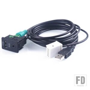 BMW USB AUX スイッチ + ワイヤーケーブルアダプター 3 5シリーズ E87 E90 E91 E92 X5 X6 AC516 用