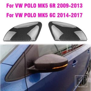 ポロ MK5 6R 6C 2014-2017 サイドウイングミラーカバーキャップカーボンルックミラーカバーバックミラーケースカバー