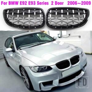 BMW ABS ペア車フロントフードグリルダイヤモンドスタイルメテオ 3シリーズ E92 E93 クーペ 2006-2009 ブラッククロームクロームグロスブラック