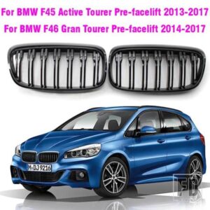 BMW ブラックフロントグリルメッシュ ABS 2シリーズ F45 5 席アクティブツアラーと 7 席 F46 グランツアラーフロントバンパーグリル 2014-2017