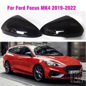フォード LHD フォーカス MK4 IV 2019-22 グロスブラックサイドウイングリアビューバックミラーカバーキャップ交換シェル