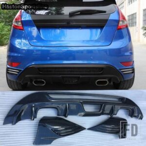 フォード フィエスタ MK7 ABS 偽カーボンリアバンパーディフューザースプリッターエプロン 2008 2012