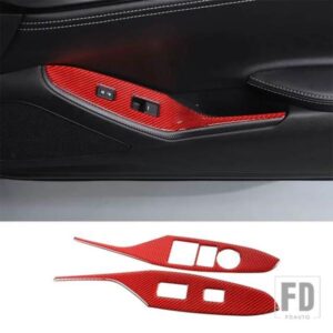 マツダ 2016-2024 MX-5 ソフトカーボンガラスリフトボタンフレームステッカー車内アクセサリー 2個