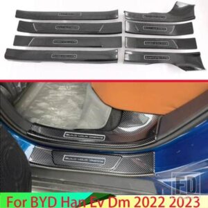 ハン EV DM 2022 2023 カーボンスタイル内側 OOUSIDE ドアドアシルパネルスカッフプレートキックステップトリムカバープロテクター