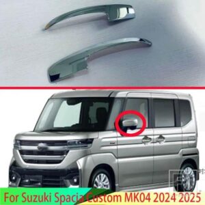 スズキ スペーシアカスタム MK54S MK94S 2024 2025 ABS クロームサイドミラーリアビューウイングクロームカバートリムモールドベゼルスタイリン