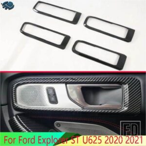 フォード エクスプローラー ST U625 2020-2024 2021 カーボンスタイルインナードアハンドルカバーキャッチボウルトリム挿入ベゼルフレームガー