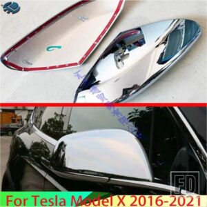 テスラ モデル X 2016-2021 カーアクセサリー ABS クロームドアサイドミラーカバートリムリアビューキャップオーバーレイモールドガーニッシュ