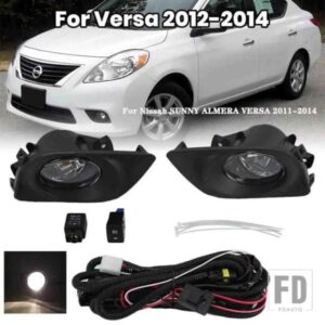 日産 サニーアルメーラ VERSA 2011-14 フロントフォグランプヘッドライトハロゲンフォグランプカバースイッチスタイリング