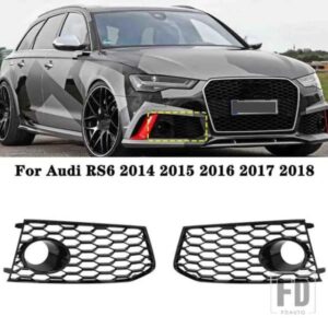 アウディ RS6 2014-2018 フォグランプカバーフロントバンパーダウンフォグライトグリルグリルフレームヘッドライトカバーハウジングトリム自動