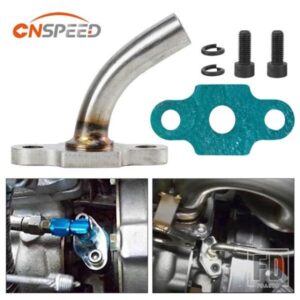 14mm 45 度ターボオイルドレン/還流ホースステンレスキット GT25 GT28 GT30 GT35 GT3076R GT3582R