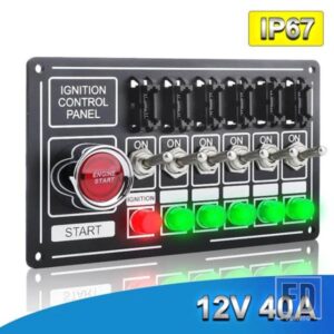 12V レーシングスイッチパネルレースカー点火アクセサリーエンジンスタート6 インジケータライト 6 フュージョントグルクイックオフスイッチ