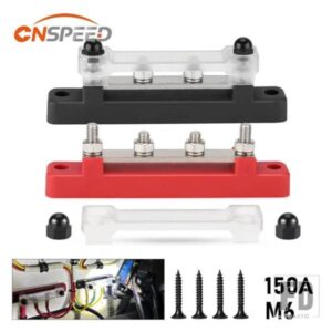 バッテリーバスバー端子台 48V 150A マリン 8X1/4 M6 配電ブロックカバー付き 12V-48V バスバー端子台