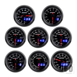 2インチ 52mm ターボブースト 水温 油温 オイルプレス ボルト 空燃比 排気ガス温度 タコメーター カーゲージ 7色LED付き