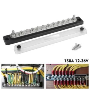 20 ウェイ端子配電ブロック電流定格 150A 36V DC 端子銅バスバー車 RV マリンソーラートラック用黒