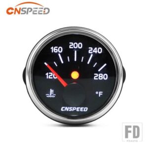 2インチ52mm水温計 12V レーシングカー 120-280 °F 温度センサーバックライト付き白色 LED レッドポインター